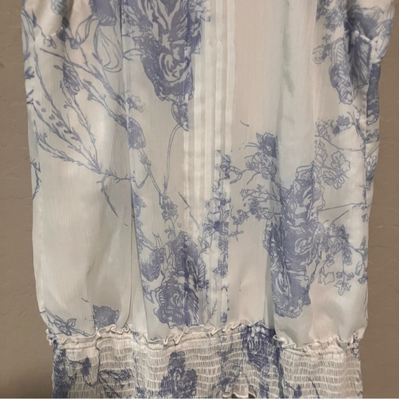 Vero Moda White and Blue Floral Sleeveless Boho Victorian Tank Blouse Size Large - Picture 5 of 14
